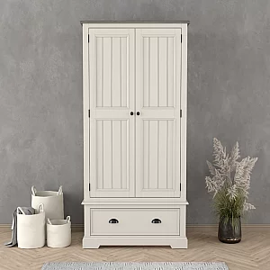 Dartmouth Oak and Soft White Painted Double Wardrobe