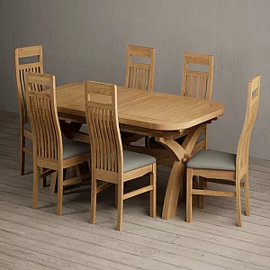 Extending Olympia 180cm Solid Oak Dining Table with 10 Black Monroe Chairs