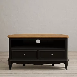 Chateau Noir Oak and Black Painted Corner TV Cabinet