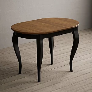 Extending Chateau Noir 140cm Oak and Black Painted Oval Dining Table