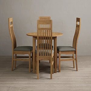 Extending York 90cm Solid Oak Dining Table with 2 Black Monroe Chairs