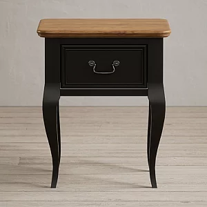 Chateau Noir Oak and Black Painted 1 Drawer Bedside Table