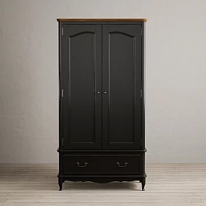 Chateau Noir Oak and Black Painted Double Wardrobe
