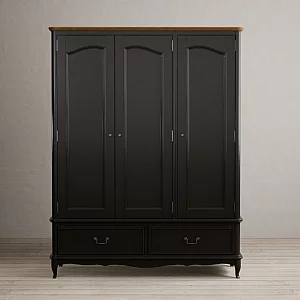 Chateau Noir Oak and Black Painted Triple Wardrobe