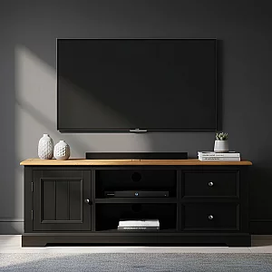 Charlton Oak and Black Painted Super Wide TV Cabinet