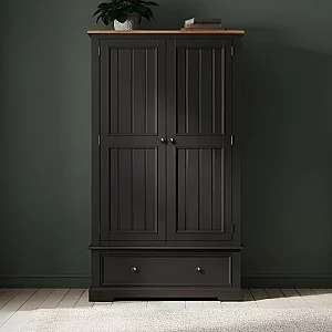 Charlton Oak and Black Painted Double Wardrobe