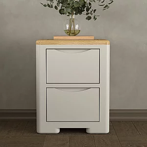 Alba Oak and Soft White Painted 2 Drawer Bedside Chest
