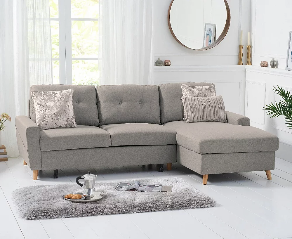 Florence Right Facing Chaise Sofa Bed in Grey Linen