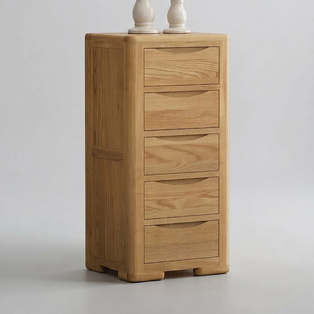 Harper Solid Oak 5 Drawer Tallboy