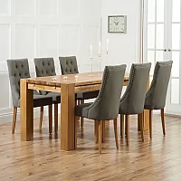 Sheringham 200cm Solid Oak Dining Table with 6 Natural Beatrix Chairs