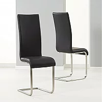 Crema 160cm Grey Marble Dining Table with 4 Black Austin Chairs