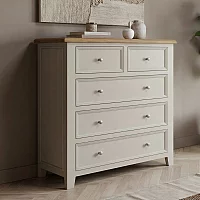Weymouth Oak and Soft White Painted 2 Over 3 Chest of Drawers