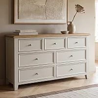 Weymouth Oak and Soft White Painted Wide Chest Of Drawers