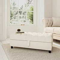 Mayfair Ivory Fabric Storage Footstool