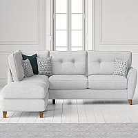 Florin Light Grey Fabric Left Hand Facing Corner Chaise Sofa
