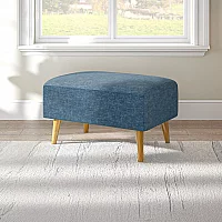 Jasper Indigo Chenille Fabric Footstool