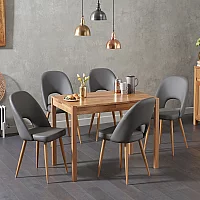 York 120cm Solid Oak Dining Table with 4 Grey Hudson Chairs