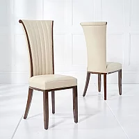 Carvelle 200cm Brown Pedestal Marble Dining Table with 12 Cream Lorient Chairs