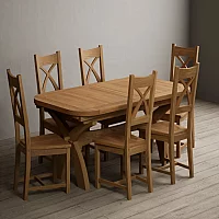 Extending Olympia 180cm Solid Oak Dining Table with 10 Charcoal Grey Natural Solid Oak Chairs