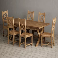 Extending Buckley 200cm Solid Oak Dining Table with 10 Charcoal Grey Natural Solid Oak Chairs