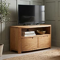 Somerton Curved Solid Oak Small TV Unit