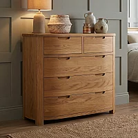 Somerton Curved Solid Oak 2 Over 3 Chest of Drawers