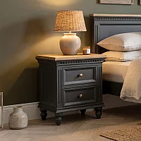 Francis Oak and Charcoal Grey Painted 2 Drawer Bedside Chest