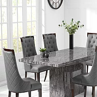 Crema 160cm Grey Marble Dining Table with 4 Grey Francesca Chairs