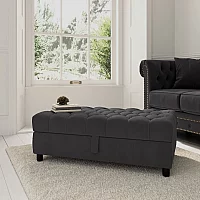 Mayfair Dark Grey Velvet Storage Footstool