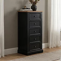 Charlton Oak and Black Painted 5 Drawer Tallboy