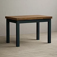 Extending Buxton 140cm Oak and Dark Blue Painted Dining Table