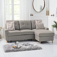 Florence Right Facing Chaise Sofa Bed in Grey Linen