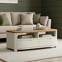Bradwell Oak and Signal White Painted 4 Drawer Coffee Table