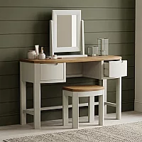Bradwell Oak and Signal White Painted Dressing Table Set