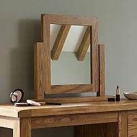 Rustic Solid Oak Swivel Vanity Mirror Dressing Table Mirror