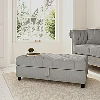 Mayfair Grey Linen Fabric Storage Footstool