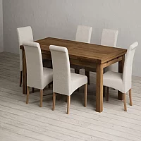Extending Buxton 180cm Rustic Solid Oak Dining Table with 10 Blue Scroll Back Chairs