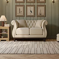 Harrow Chesterfield Ivory Linen Fabric 2 Seater Sofa
