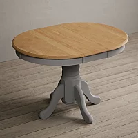 Extending Hertford 100cm 130cm Oak and Light Grey Painted Pedestal Dining Table