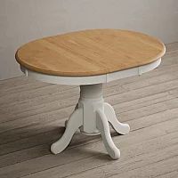 Extending Hertford 100cm 130cm Oak and Signal White Painted Pedestal Dining Table