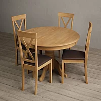 Hertford 120cm Fixed Top Solid Oak Dining Table with 6 Charcoal Grey Hertford Chairs