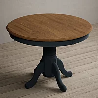 Hertford 120cm Fixed Top Oak and Dark Blue Painted Dining Table