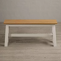 Kendal Large Solid Oak and Cream Painted Bench