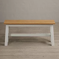 Kendal Large Solid Oak and Signal White Painted Bench