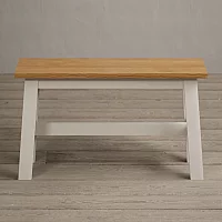 Kendal Small Solid Oak and Cream Painted Bench