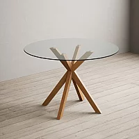 Lakelyn 140cm Round Solid Oak and Glass Dining Table