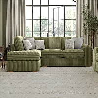 Milan Fern Green Fabric Left Hand Facing Chaise Sofa