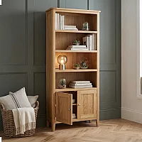 Tall Solid Oak Bookcase with Shelves