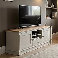 Lawson Oak and Soft White Painted Super Wide TV Cabinet