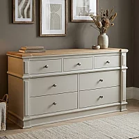 Lawson Oak and Soft White Painted Wide Chest Of Drawers